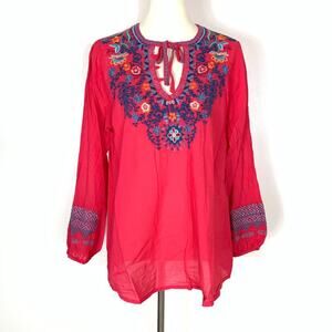 Johnny Was Pink Chelsee Tunic Blouse Cotton Women's Small